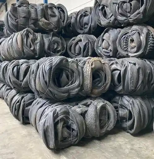Baled Car tyres